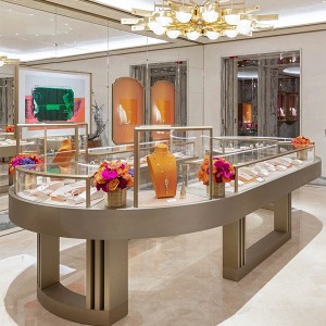 Armoire à bijoux dorée de haute qualité, grande vitrine de centre commercial