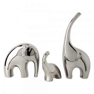 Famille d'éléphants en acier inoxydable : décoration d'intérieur élégante