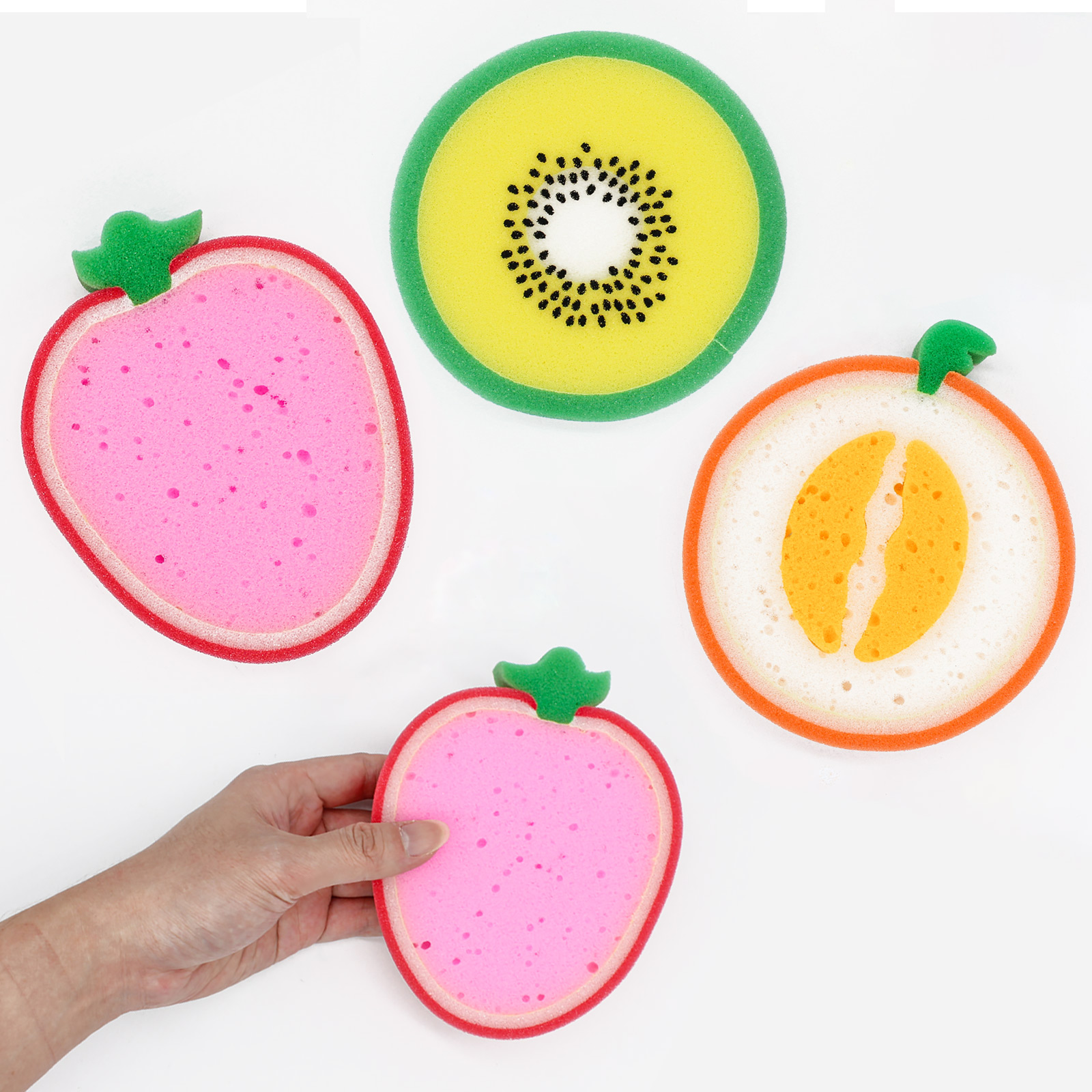 Bath Sponge for Kids Shower Set, 3PCS Fruit Shape