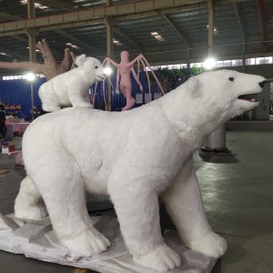 Amusement Park Indoor Animatronics Life Size Animal Replica Simulation Polar Bear Model With Movements
