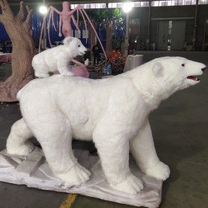 Amusement Park Indoor Animatronics Life Size Animal Replica Simulation Polar Bear Model With Movements