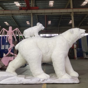 Amusement Park Indoor Animatronics Simulasi Replika Haiwan Model Beruang Kutub Saiz Hayat Dengan Pergerakan