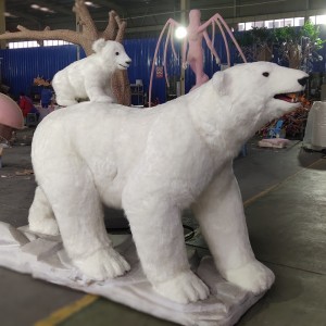 Amusement Park Nyob Sab Hauv Tsev Animatronics Lub Neej Loj Tsiaj Replica Simulation Polar Bear Model Nrog Tsiv