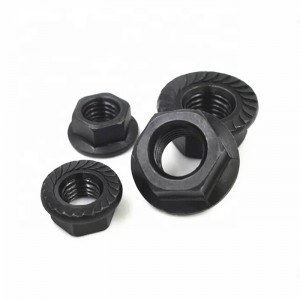 Kūʻai nui DIN 6923 Flange Nut - Black Zinc/Oxide Coated Mea kūʻai