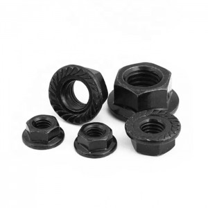 Kūʻai nui DIN 6923 Flange Nut - Black Zinc/Oxide Coated Mea kūʻai