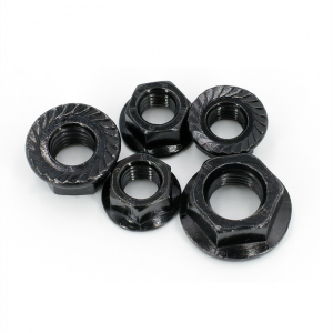 Kūʻai nui DIN 6923 Flange Nut - Black Zinc/Oxide Coated Mea kūʻai