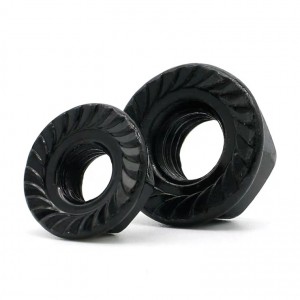 Kūʻai nui DIN 6923 Flange Nut - Black Zinc/Oxide Coated Mea kūʻai