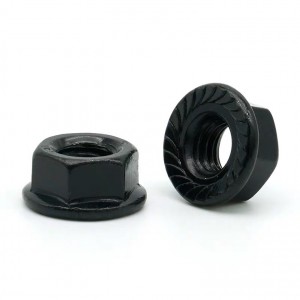 Kūʻai nui DIN 6923 Flange Nut - Black Zinc/Oxide Coated Mea kūʻai