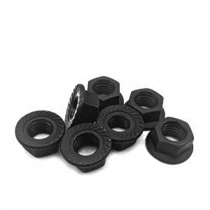 Kūʻai nui DIN 6923 Flange Nut - Black Zinc/Oxide Coated Mea kūʻai