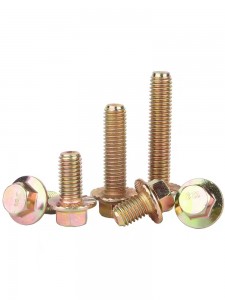 Factory Hex flange bolts with Knurling Color /Yellow Zinc