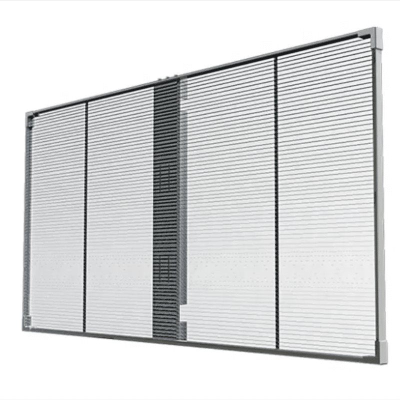 P7.82 флексибилен лак мек LED транспарентен екран за рекламирање на прозорец од стаклен ѕид