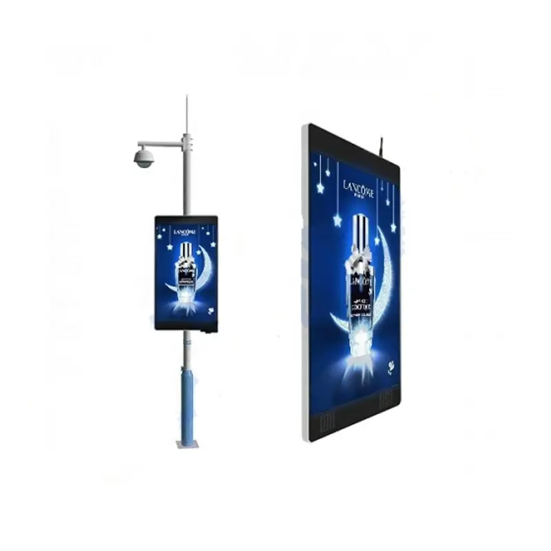 4GWiFi Control P3 Outdoor Street Advertising Light Pole LED Screen Display