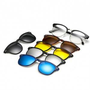 Polarized Night Vision Oculos Half Rim Clip on 5 in 1 Sunglasses