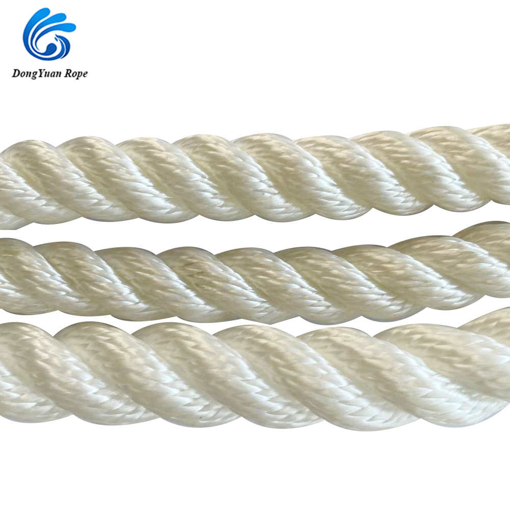 Wholesale Natural Color White 3/4 Strands Twisted 6-40mm Polyester /Nylon  Rope for Mooring Use Manufacturer and Supplier