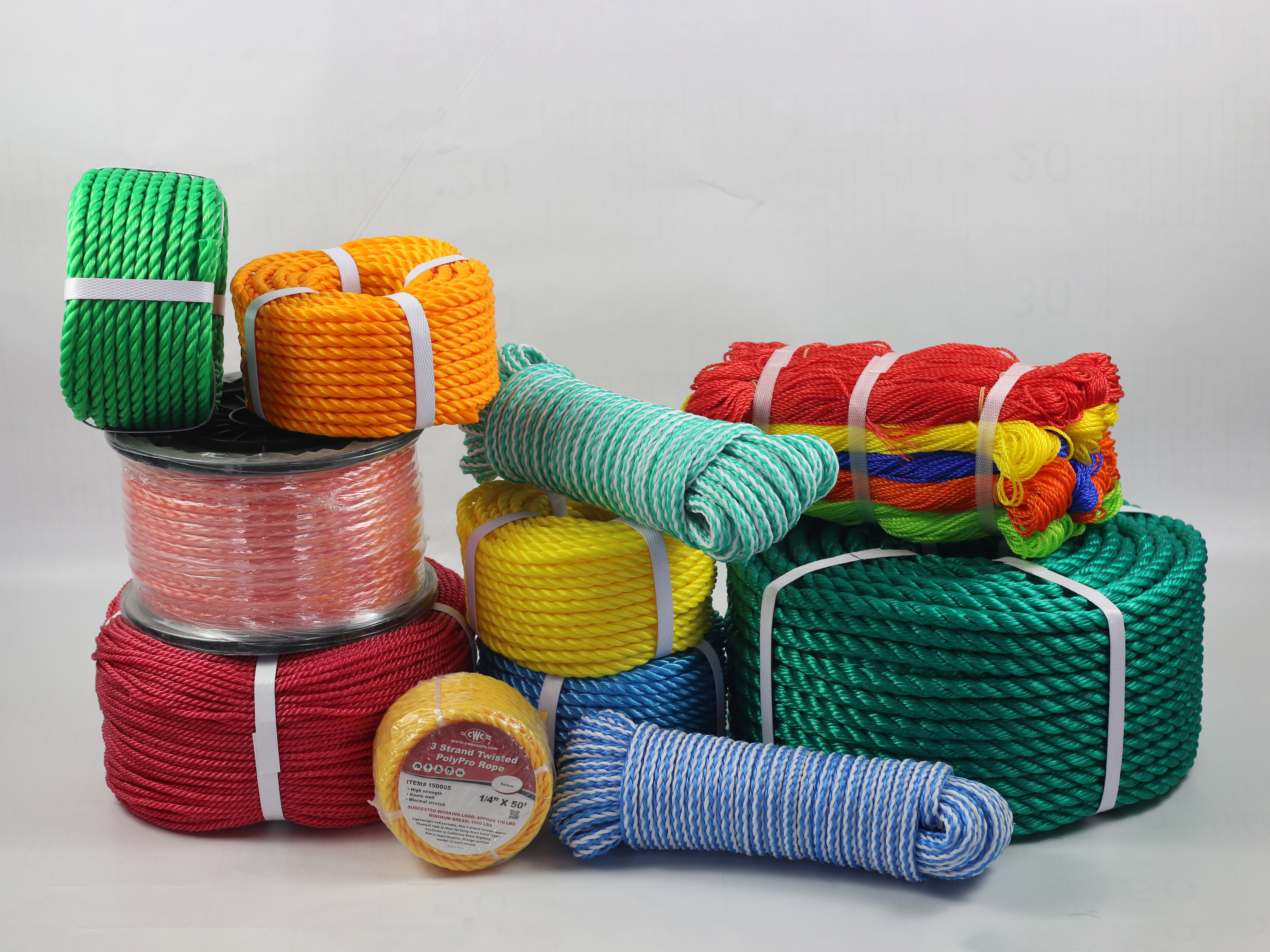 Wholesale factory hdpe plastic blue PP/PE twisted rope for fishing