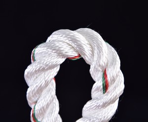 Twisted polyester rope with 3 strands and white color
