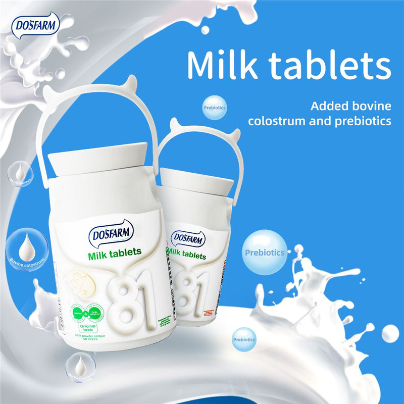 DOSFARM Customized 81% Cow Milk Candy Milk Flakes HALAL Colostrum Taste Milk Tablet 81.4g Maker