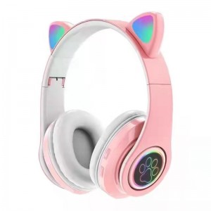 New Arrival TWS Cute Cat Ear wireless Headphone with Mic Control LED Gift for Kids Girl Music Helmet Phone Headset Wireless Earphones