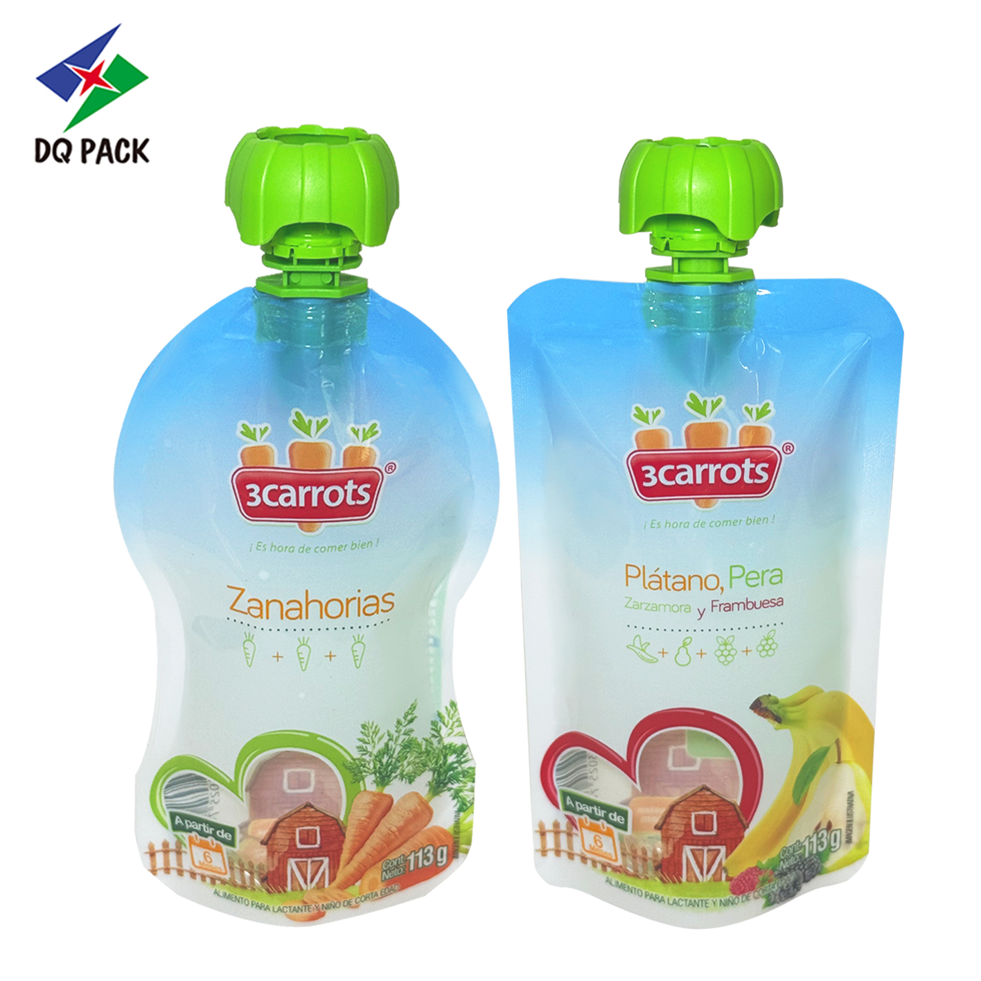 High Temperature Retort Stand Up Pouch With Spout For Fruit Puree Baby Food 