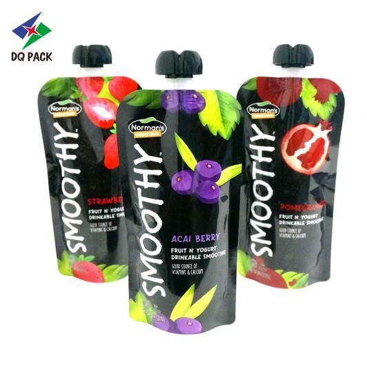 Fruit Juice Spout Pouch Shock Resistant Plastic Bag Black cool Stand Up Pouch with Spout (1)