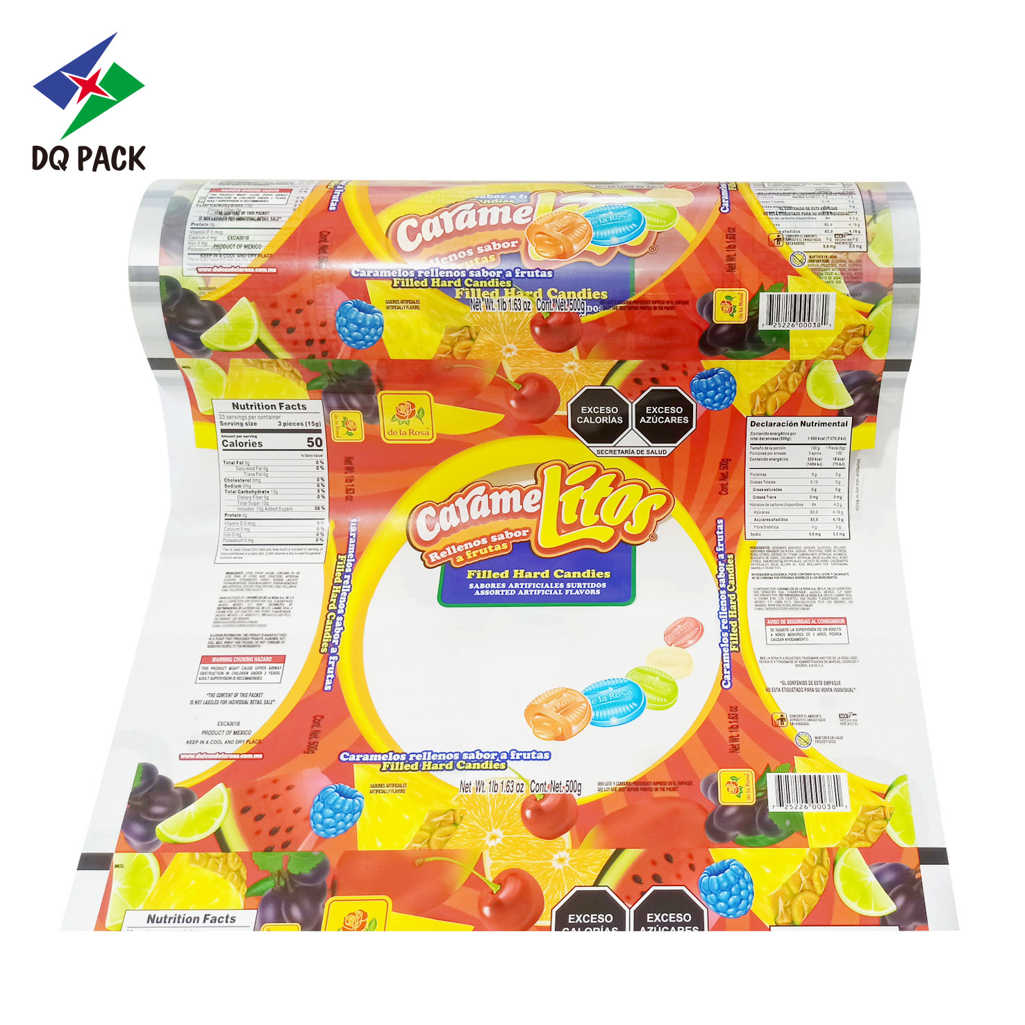 OEM Pet Fruit Candy Snack Chocolate Packaging Plastic Myalr Roll Film