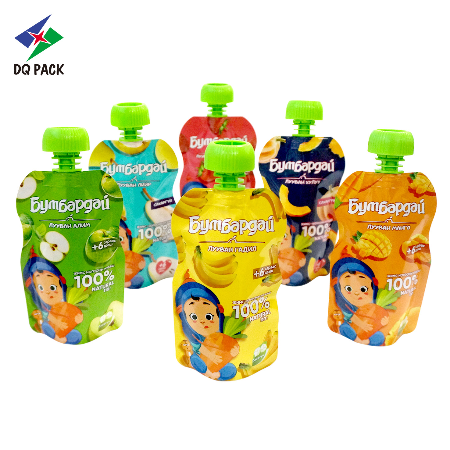 DQ PACK OEM Design 125℃ Hot Filling Stand up pouch with spout