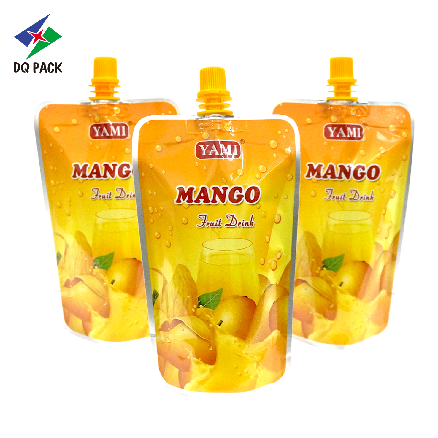 Paquete DQ, superficie brillante, bolsa de embalaje de jugo de Mango de 250ML, bolsa de plástico líquido con boquilla de pie, Doypack de yogur de frutas sin fugas