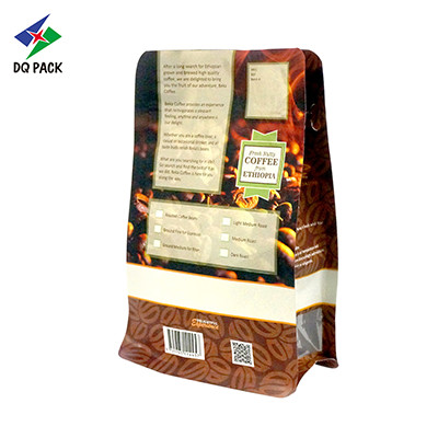 DQ PACK 250g 1kg Flat Bottom Pouch for Coffee Bean Powder Packaging