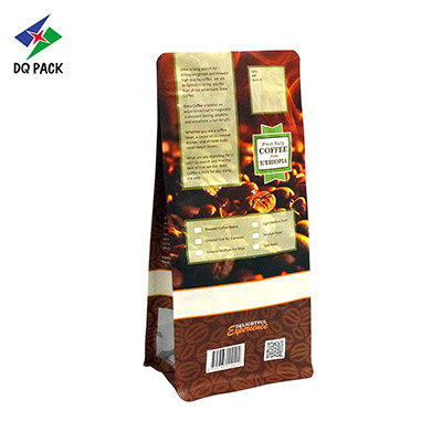 DQ PACK 250g 1kg Flat Bottom Pouch for Coffee Bean Powder Packaging