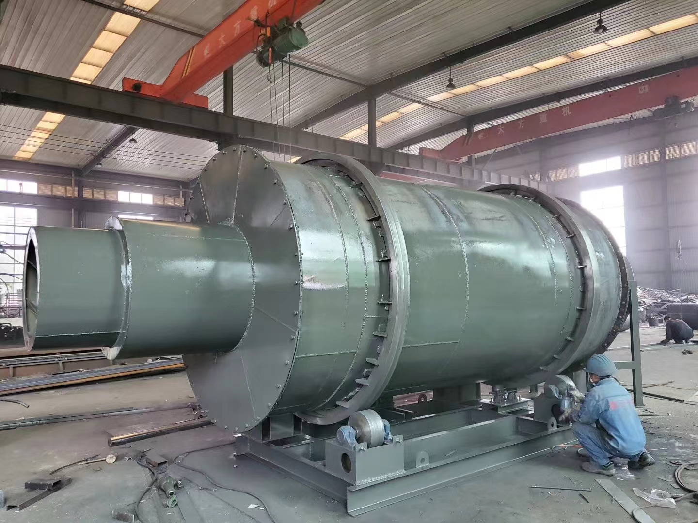 2.1M diameter, three-pass drum dryer for river sand and quartz sand, completed and delivered.