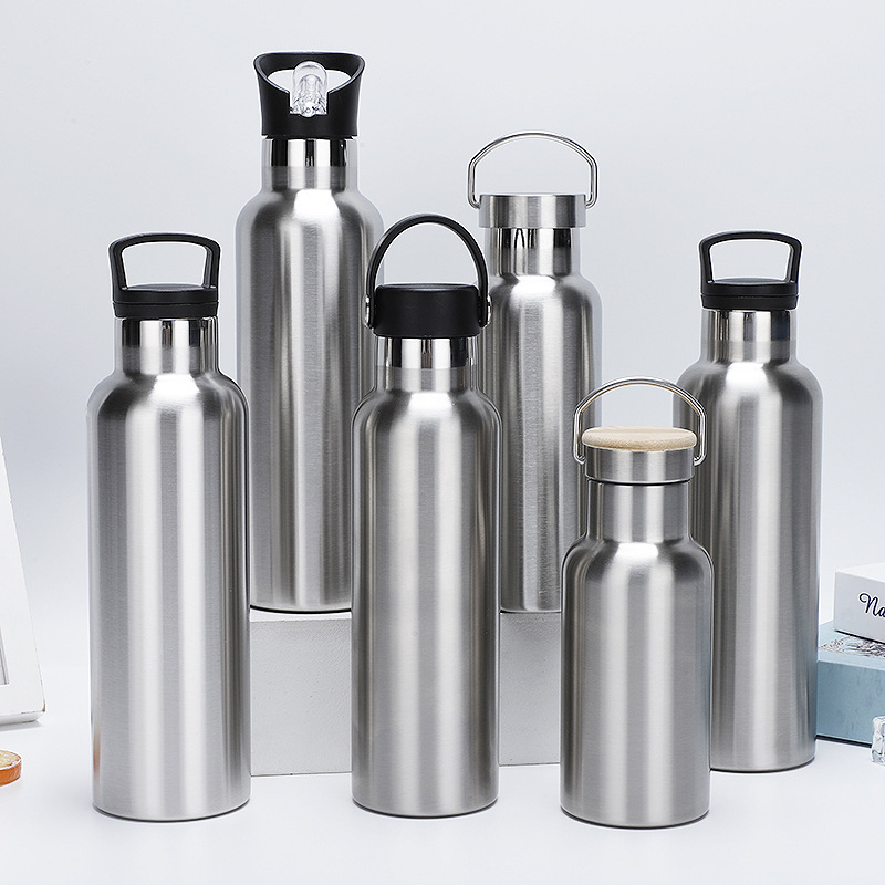 Wholesale BPA Free Double Wall Stainless Steel Insulated Narrow Mouth  Sports Custom Water Drink Bottles with Bamboo Lid