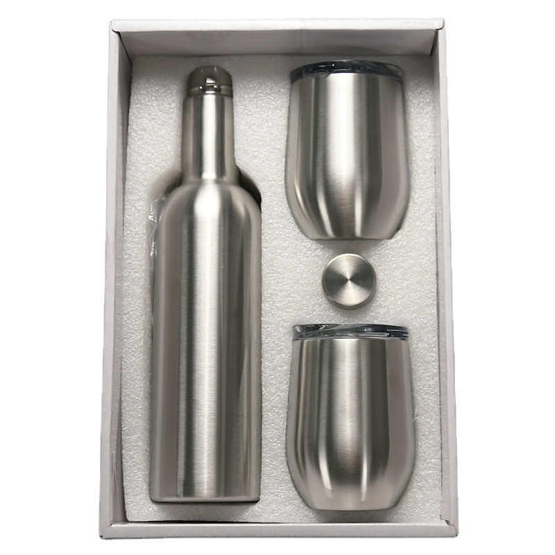 Wholesale 500ml 750ml stainless steel vacuum insulate wine set with gift box packing Featured Image