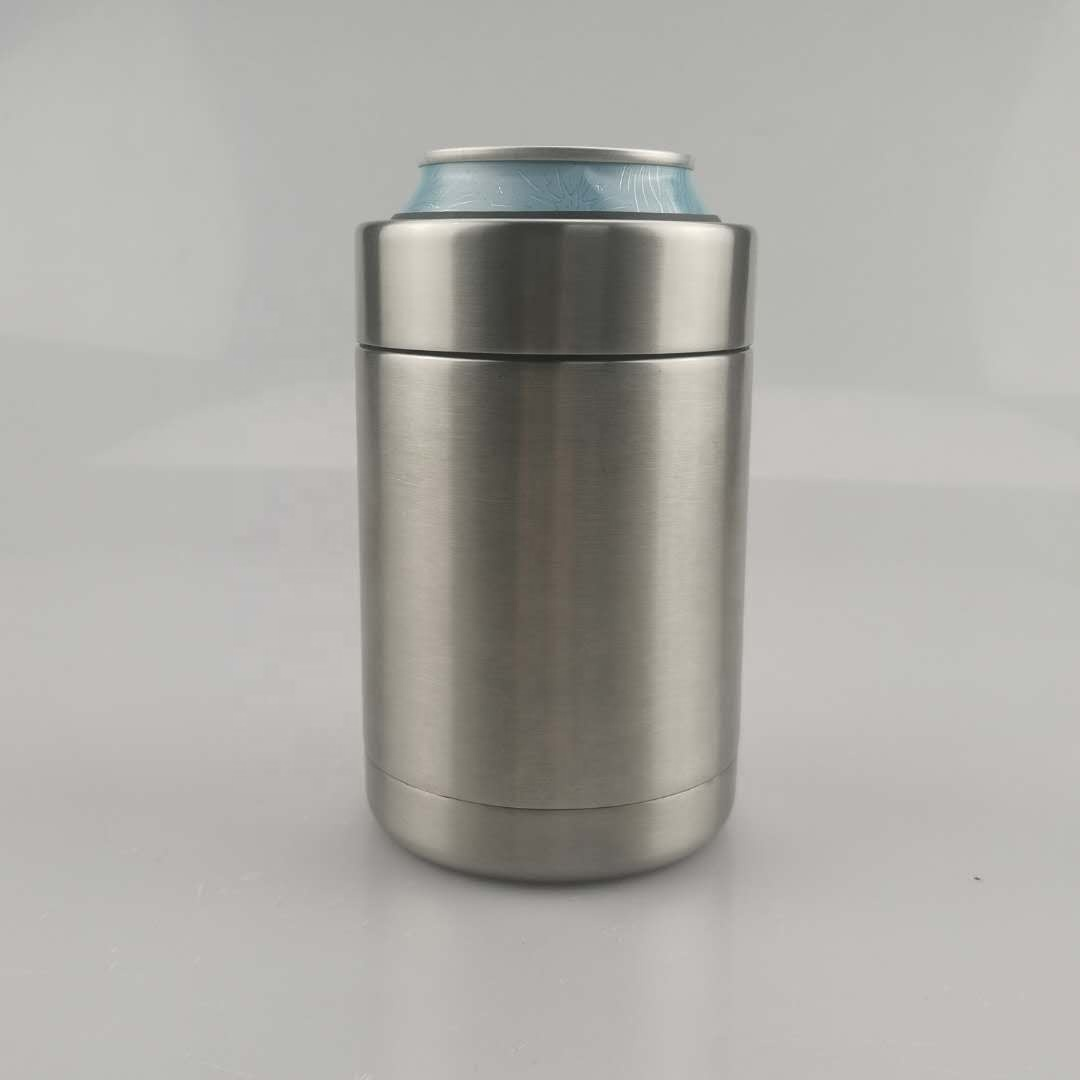 High Quality Summer Hot Travel Stainless Steel Double Wall Vacuum Fatty 12 oz Can Cooler with Black Lid
