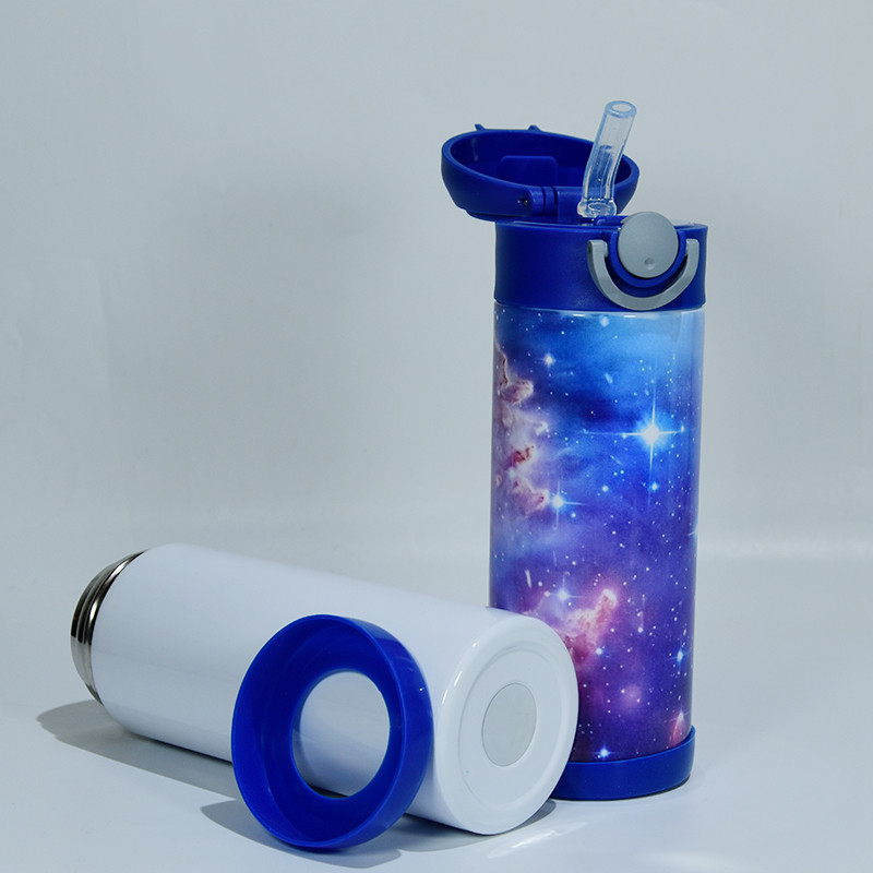 12oz Portable stainless steel vacuum bounce sublimation straight flip-top kids tumbler
