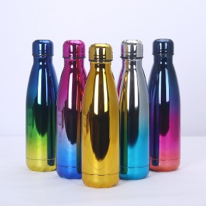 Stainless Steel Sport Bottles - 500ml Electroplate Gradient Painting Colorful Cola Bottles Double Wall Stainless Steel Customized Metallic Water Bottles – Dashuya