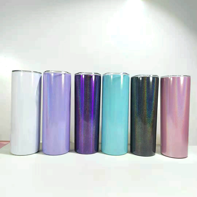 2021 wholesale price Thermo Flask - 20oz total straight glitter skinny tumbler double wall vacuum insulated stainless steel mugs with leakproof  lid and straw – Dashuya