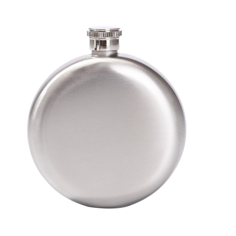 5oz stainless steel single wall round wine hip flask with a screw lids