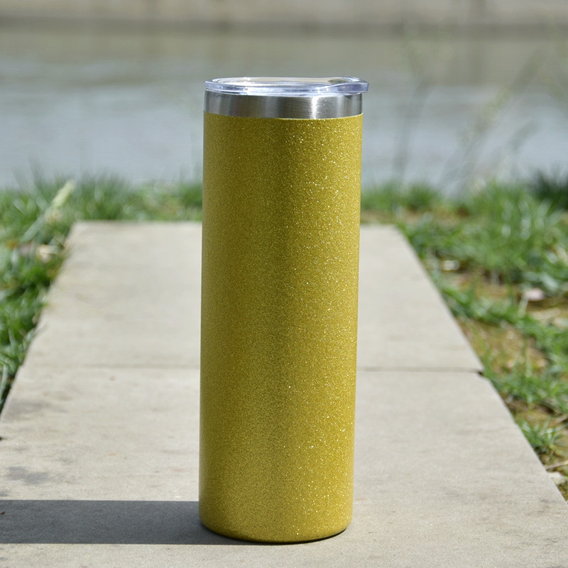 wholesale 304 stainless steel double walled insulated 20oz glitter sublimation straight tumbler