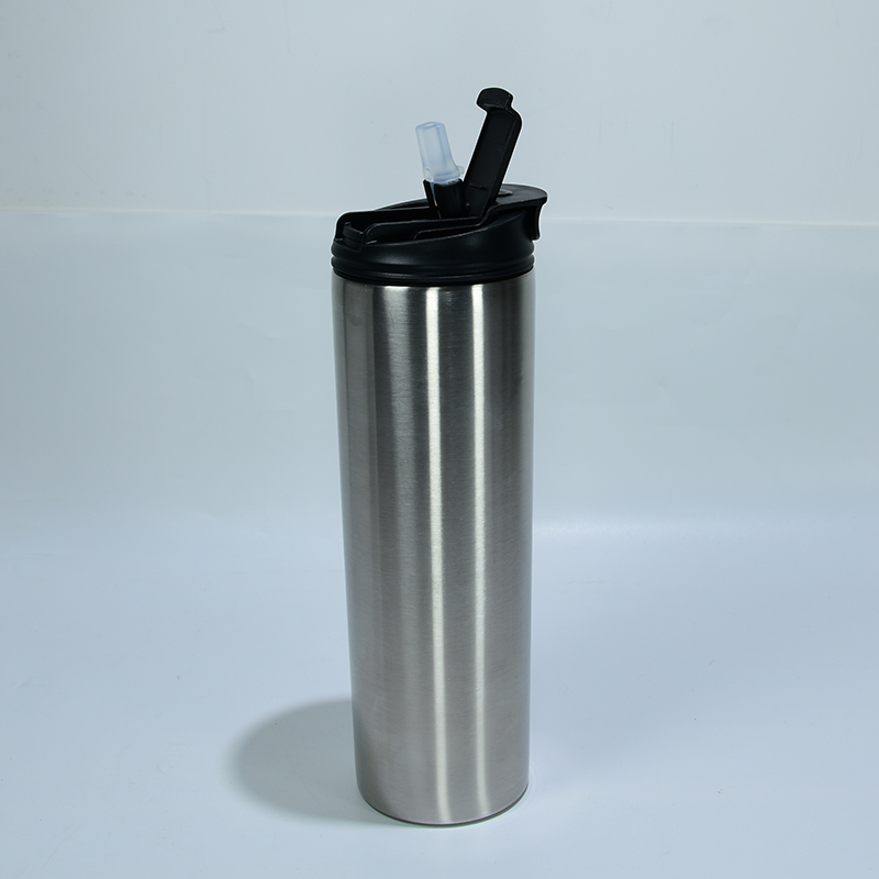 20oz stainless steel double wall insulated vacuum total straight skinny tumbler with metal screw lid