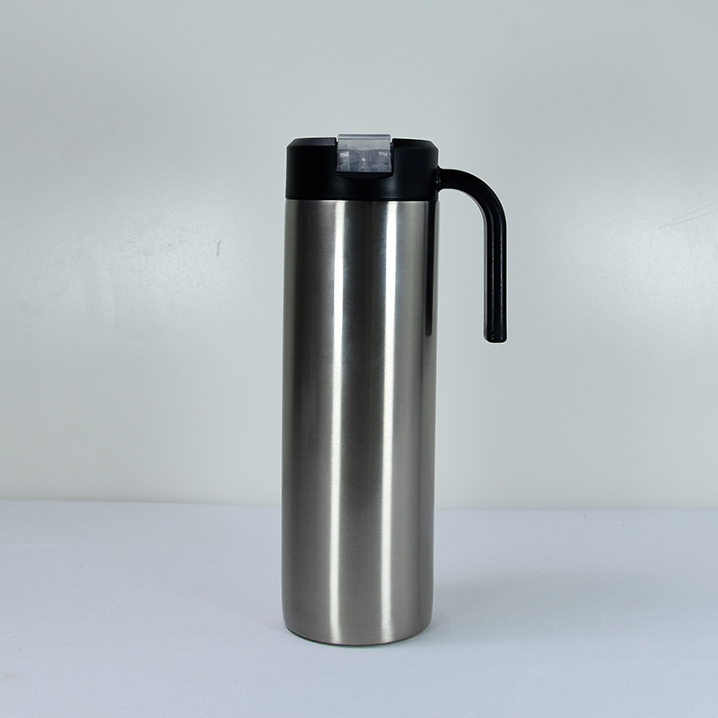 20oz stainless steel double wall insulated vacuum total straight skinny tumbler with black handle lid