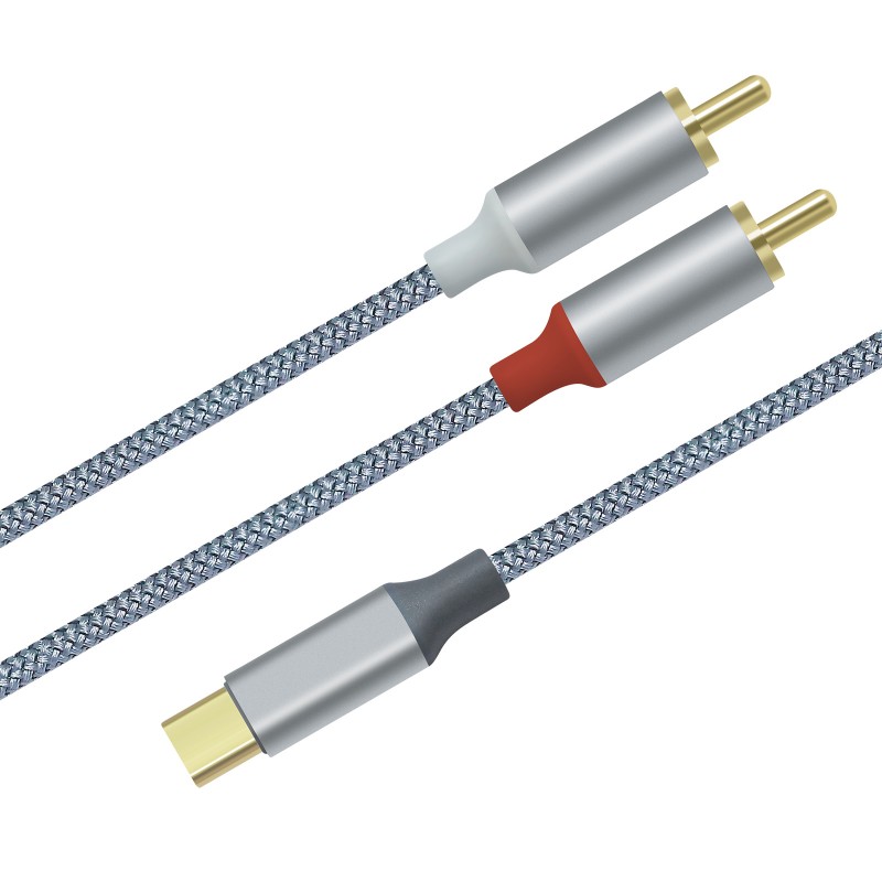 Kabel i dyfishtë Rca me kabëll audio për përshtatësin ndarës me USB të tipit C në 2RCA, mashkull në mashkull, me çip DCA