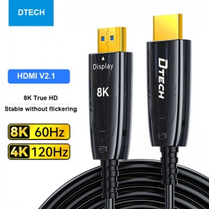 HDMI pluošto kabelis 8k HDR 2.1 adapterio laidas
