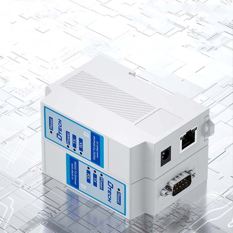 DTECH Network Communication Gateway to RS232 Serial Port Converter RS232 to Ethernet Serial Server Din Rail
