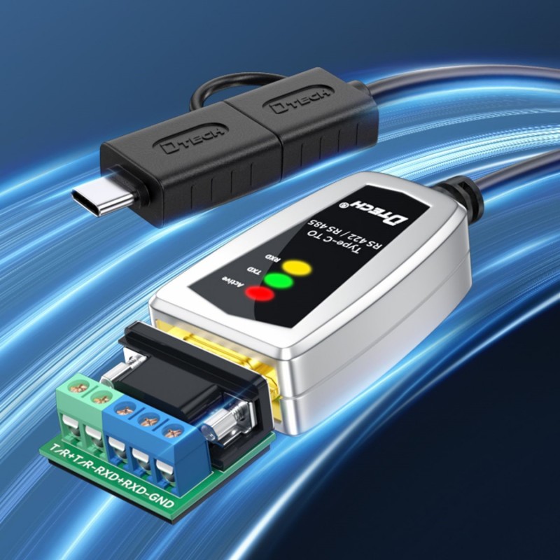 DTECH 24WG DC 5V Kalite CA USB 3.0 pou RS485/RS422 Serial Convertisseur Adaptè Kab 3M ak Chip FT232RL