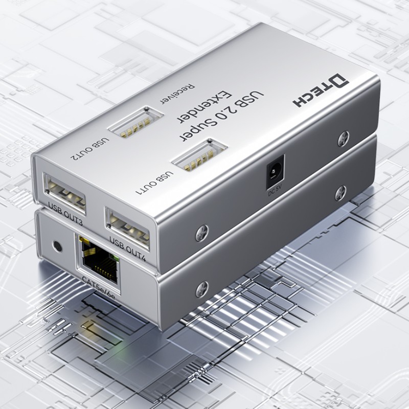 U තැටි ප්‍රොජෙක්ටරය සඳහා DTECH 50m USB2.0/1.1 Single LAN Cat5e/6 Ethernet Cable USB Extender හරහා සුපිරි විස්තාරකය