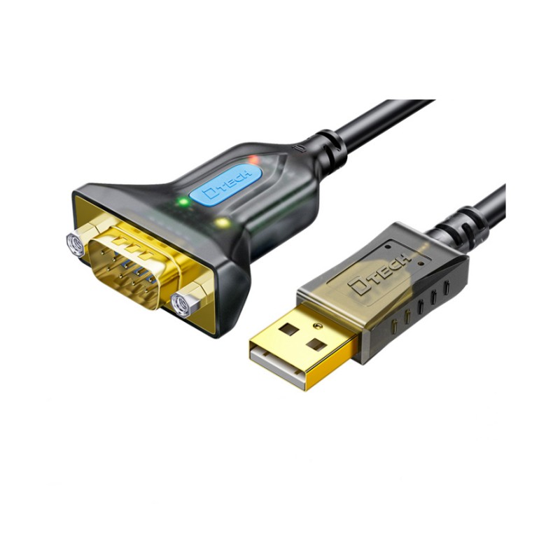 DTECH DB9 Adapter Kọmputa Oluyipada Serial USB Akọ si Ọkunrin RS232 Serial Cable 0.5m