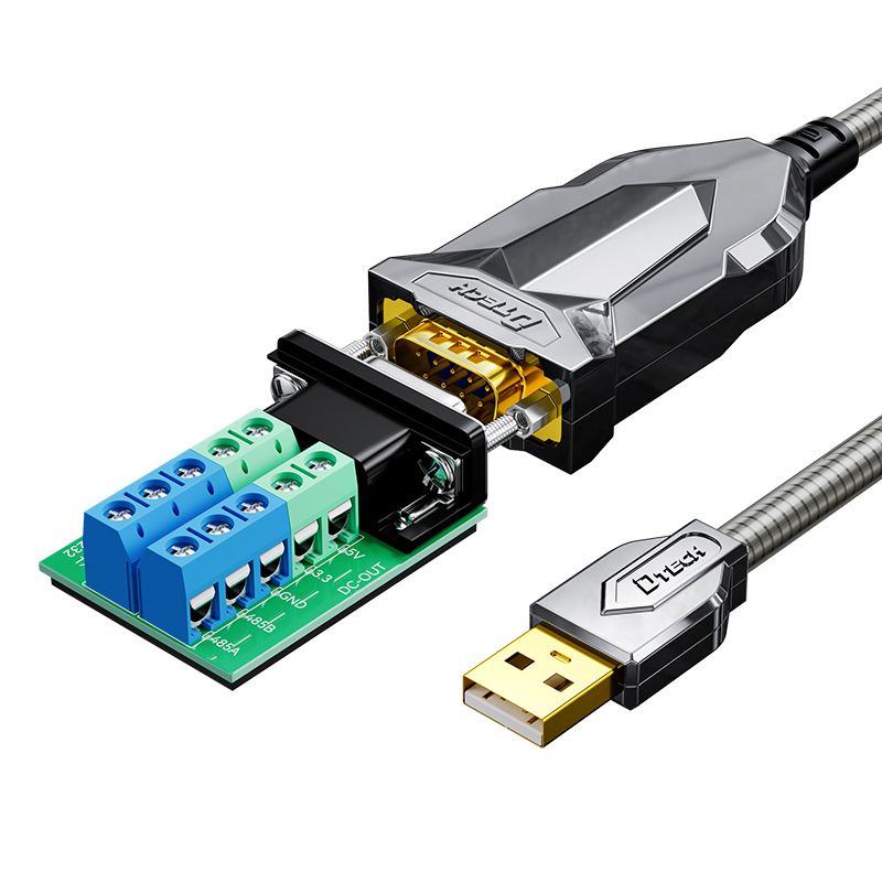 DTECH गोल्ड प्लेटेड USB देखि DB9 TTL इन्टरफेस सिरिज केबल 1.8M USB देखि RS232 RS485 TTL आर्मर सिरियल 9pin केबल