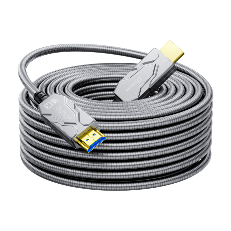 Metal Zırhlı HDMI Kablosu 4k 8k 2.1 Ethernet'li fiber kablo, Erkek/Erkek 5m 10m 30m 50m