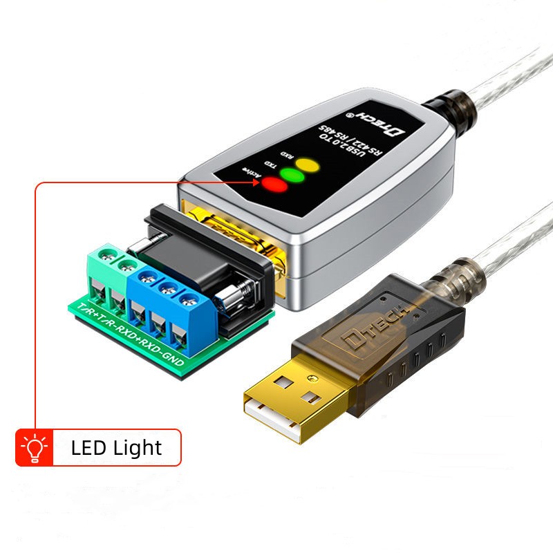 DTECH plake lò entèfas vit transmisyon Endistriyèl USB 2.0 a Rs422 RS485 kab adaptè konvètè