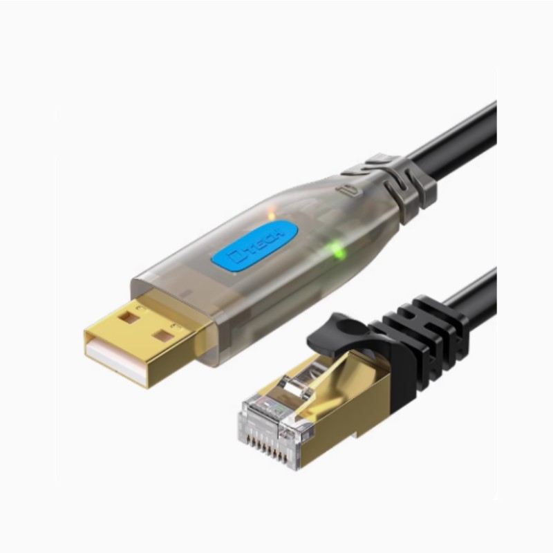 FT232RL ਚਿੱਪ ਨਾਲ DTECH 2M USB A ਮਰਦ ਕਿਸਮ C ਤੋਂ Rj45 ਕੰਸੋਲ ਡੀਬੱਗਿੰਗ ਗੋਲ ਕੇਬਲ